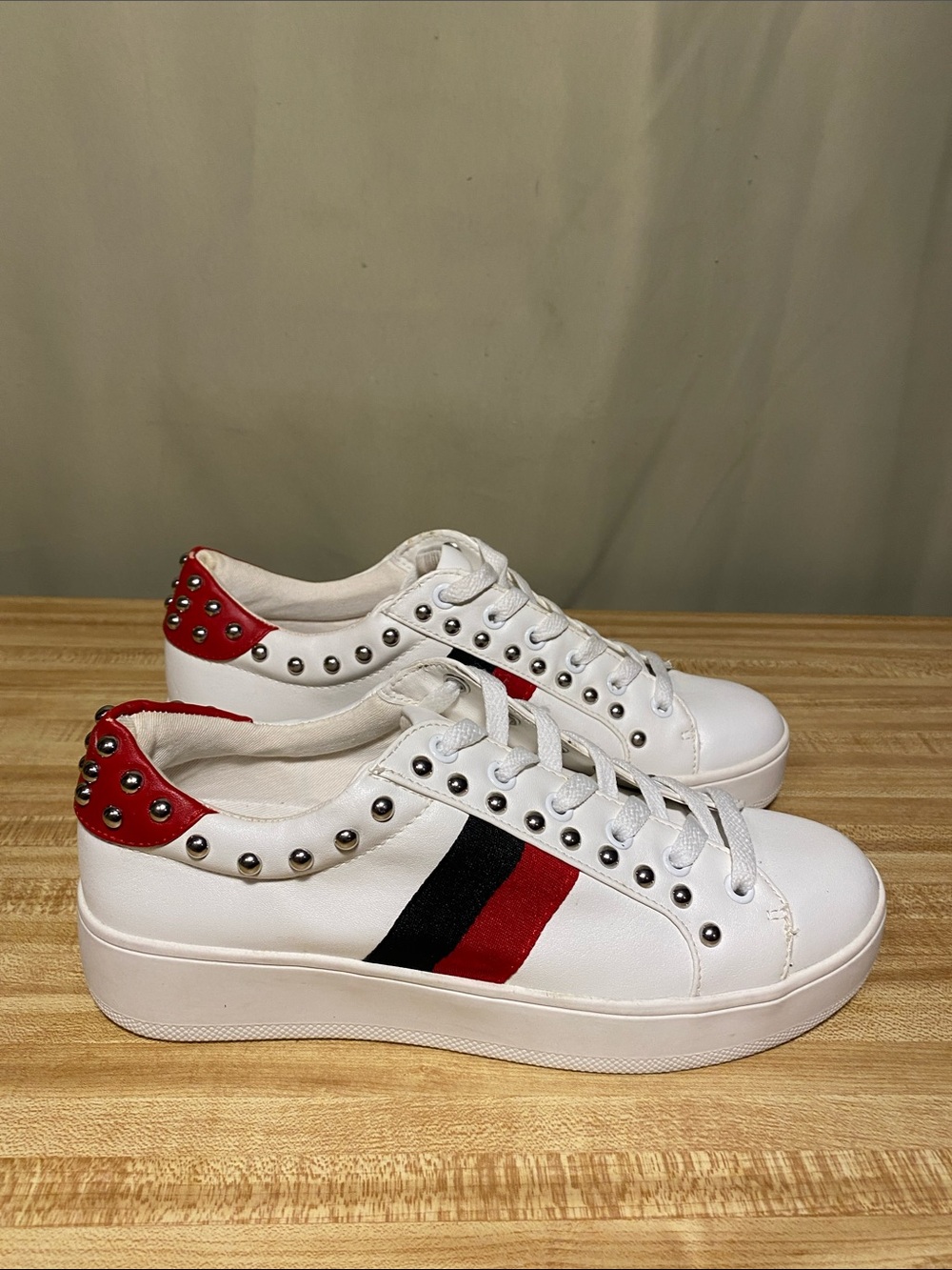 Steve Madden Belle White Studded womens size 8M